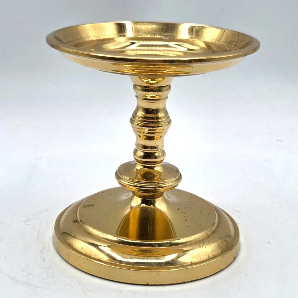 Vintage Brass Pillar Candle Holder Falmouth PartyLite 3.85 Inch